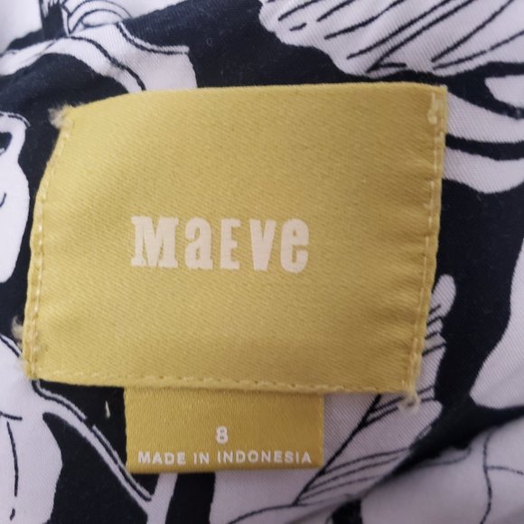 Anthropologie Maeve Black & White Floral Shift Dress Size 8 - Picture 8 of 10